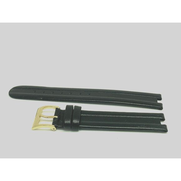 Rado Watch Replacement Band Black Leather Strap 16mm Notched Lug Gold Buckle - Picture 9 of 9